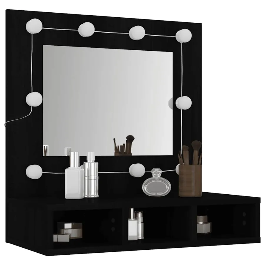 Armoire à miroir avec LED noir 60x31,5x62 cm - 5