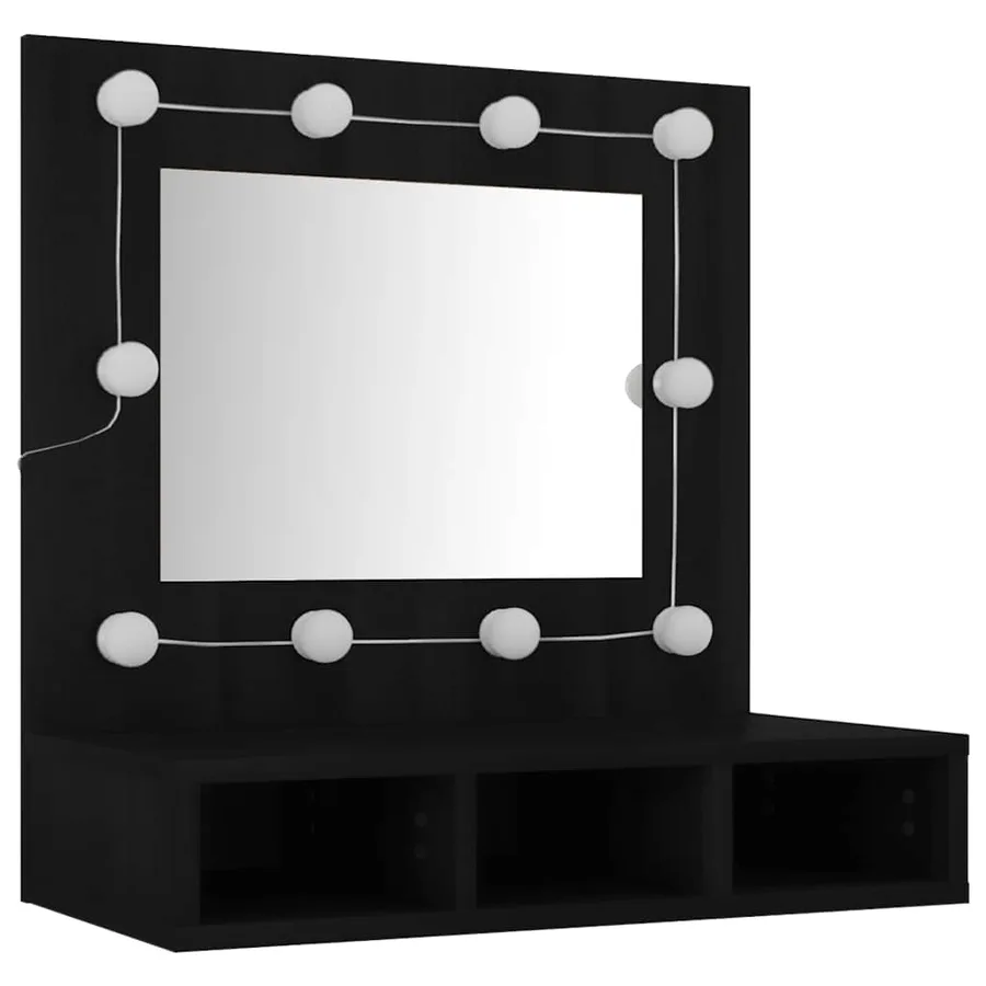 Armoire à miroir avec LED noir 60x31,5x62 cm - 6