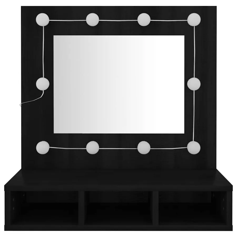 Armoire à miroir avec LED noir 60x31,5x62 cm - 7