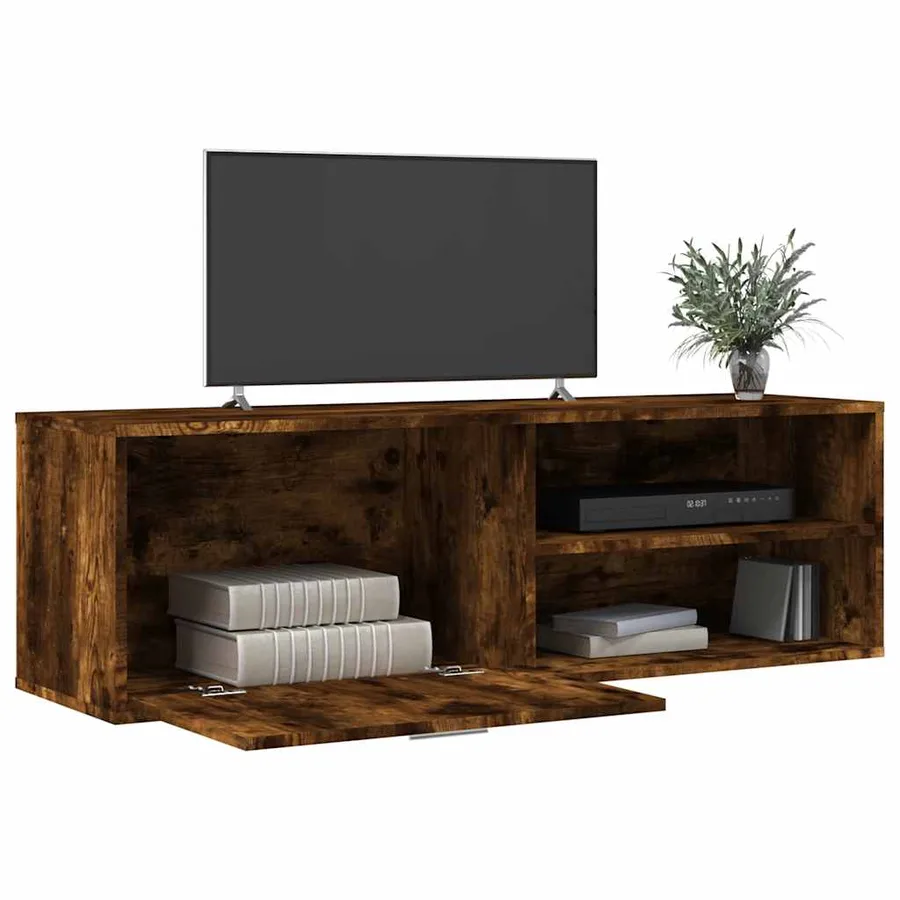 Meuble TV chêne fumé 120x34x37 cm bois d'ingénierie - 3