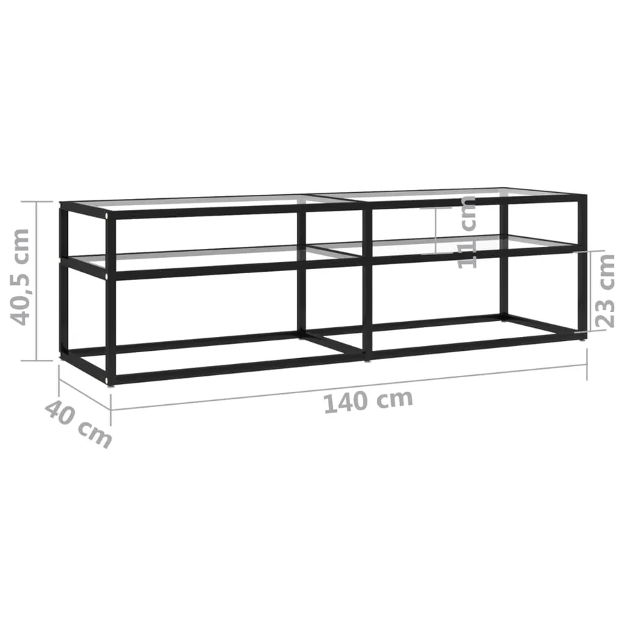 Meuble TV Transparent 140x40x40,5 cm Verre trempé - 6