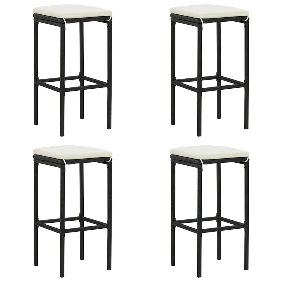 Ensemble de bar de jardin 5 pcs et coussins Résine tressée Noir - 6