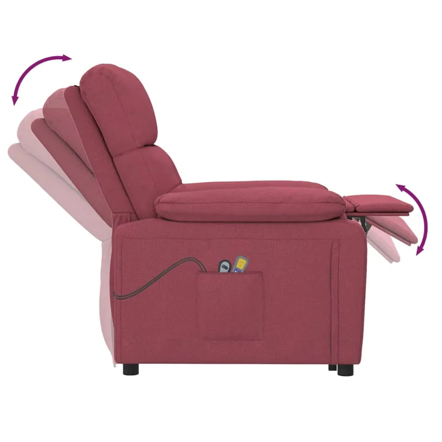 Fauteuil électrique de massage Bordeaux Tissu - 8