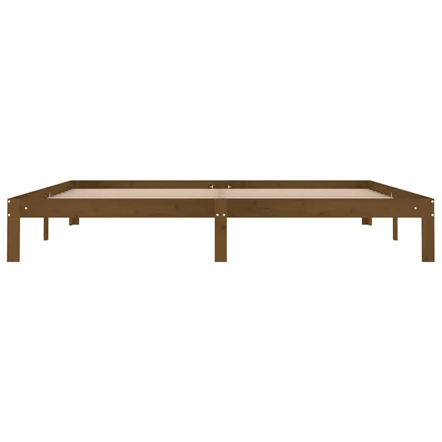 Cadre de lit sans matelas marron miel bois pin massif 200x200cm - 4