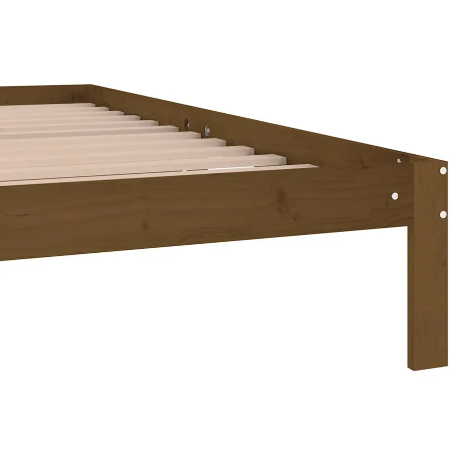Cadre de lit sans matelas marron miel bois pin massif 200x200cm - 6