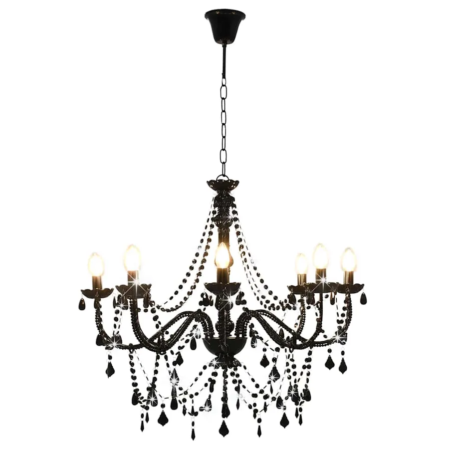 Lustre à perles Noir 8 ampoules E14 - 3