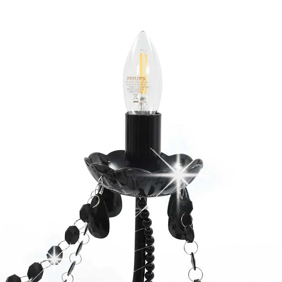 Lustre à perles Noir 8 ampoules E14 - 6