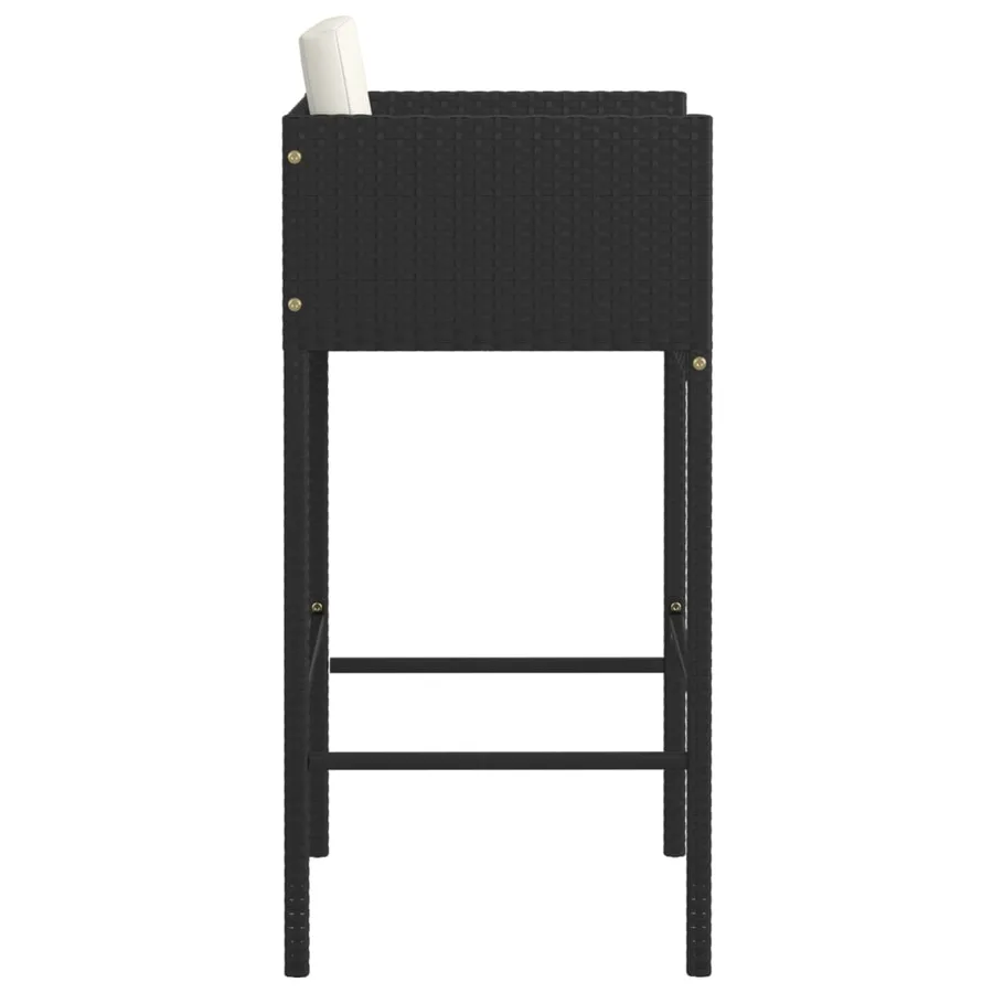Tabourets de bar lot de 4 avec coussins noir résine tressée - 5