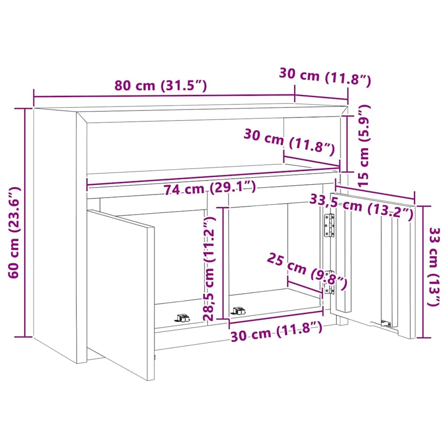 Buffet 80x30x60 cm bois de teck massif - 7