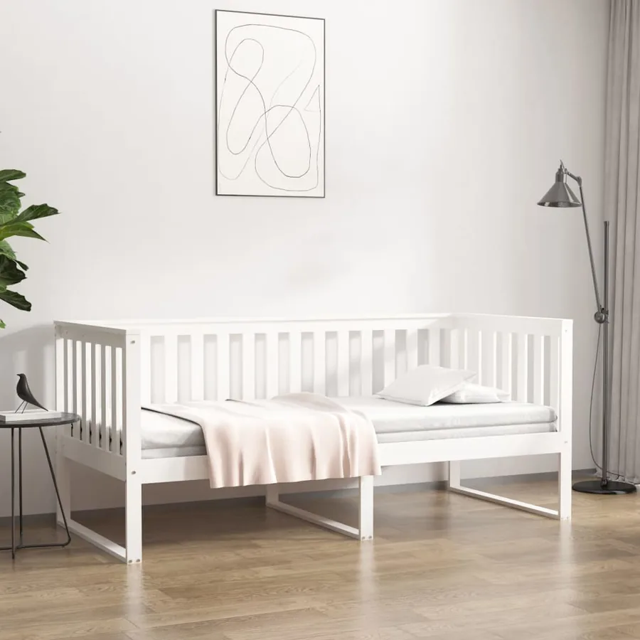 Lit de jour sans matelas blanc 90x200 cm bois de pin massif