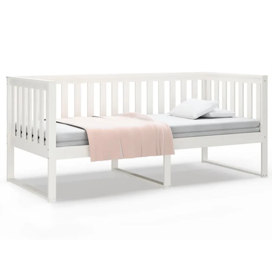Lit de jour sans matelas blanc 90x200 cm bois de pin massif - 2