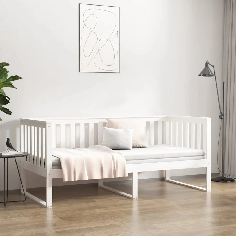Lit de jour sans matelas blanc 90x200 cm bois de pin massif - 4