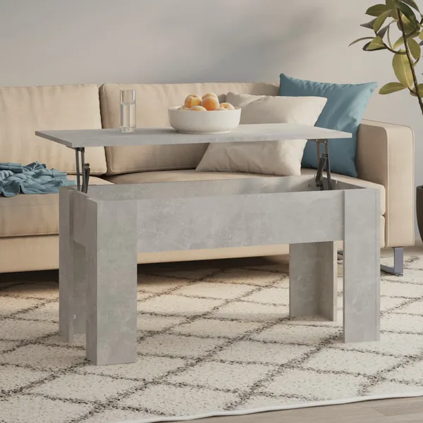 Table basse gris béton 101x49x52 cm bois d'ingénierie