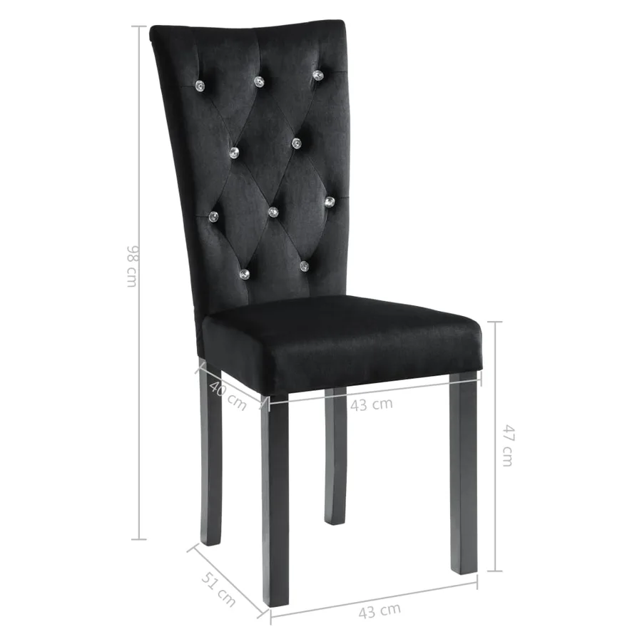 Chaises à manger lot de 2 Noir Velours - 10