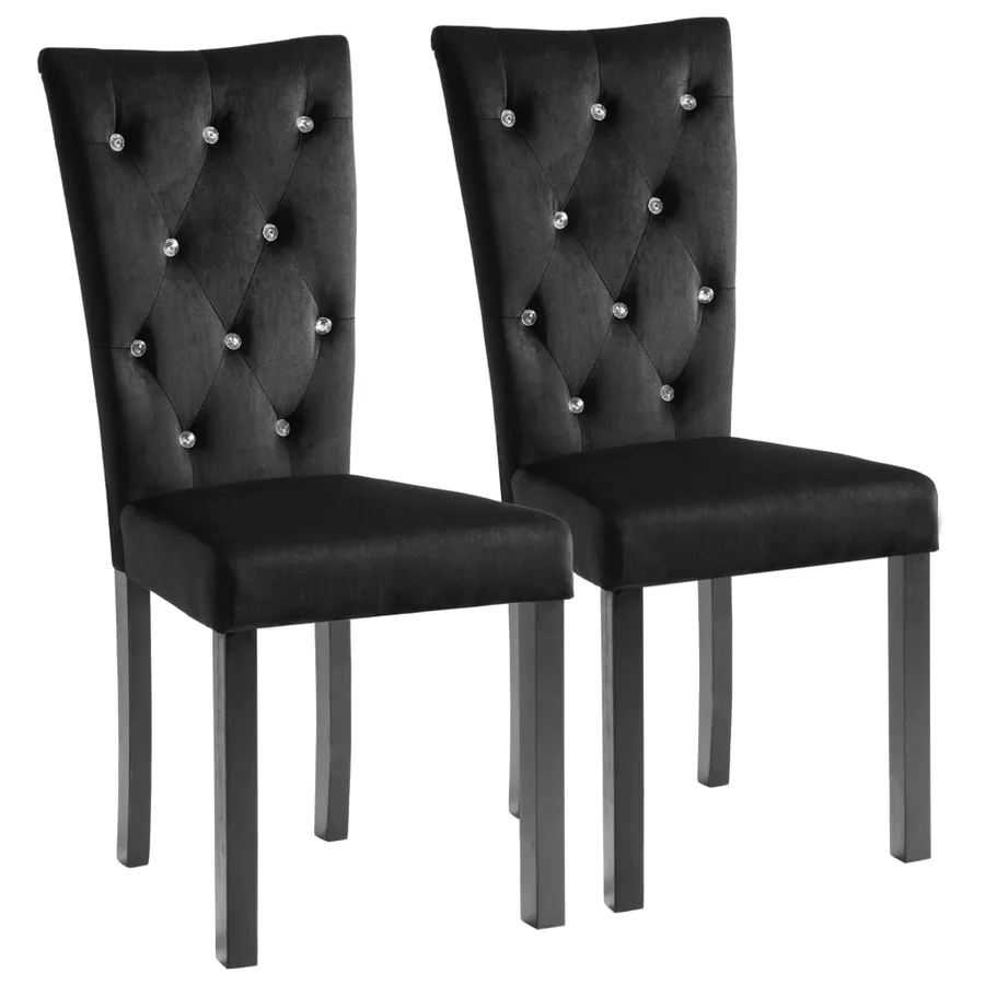 Chaises à manger lot de 2 Noir Velours - 2