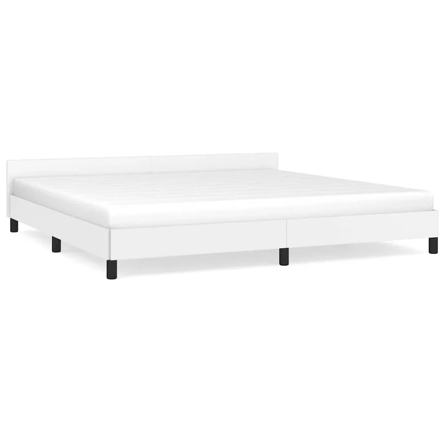 Cadre de lit avec tête de lit sans matelas blanc 200x200 cm - 2