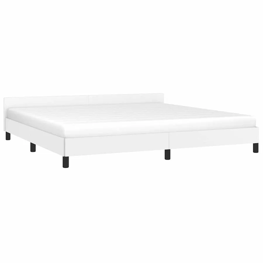 Cadre de lit avec tête de lit sans matelas blanc 200x200 cm - 3