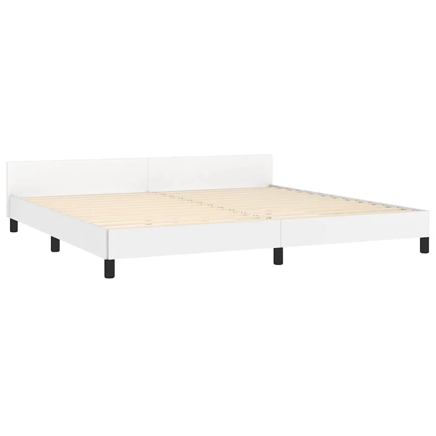 Cadre de lit avec tête de lit sans matelas blanc 200x200 cm - 4