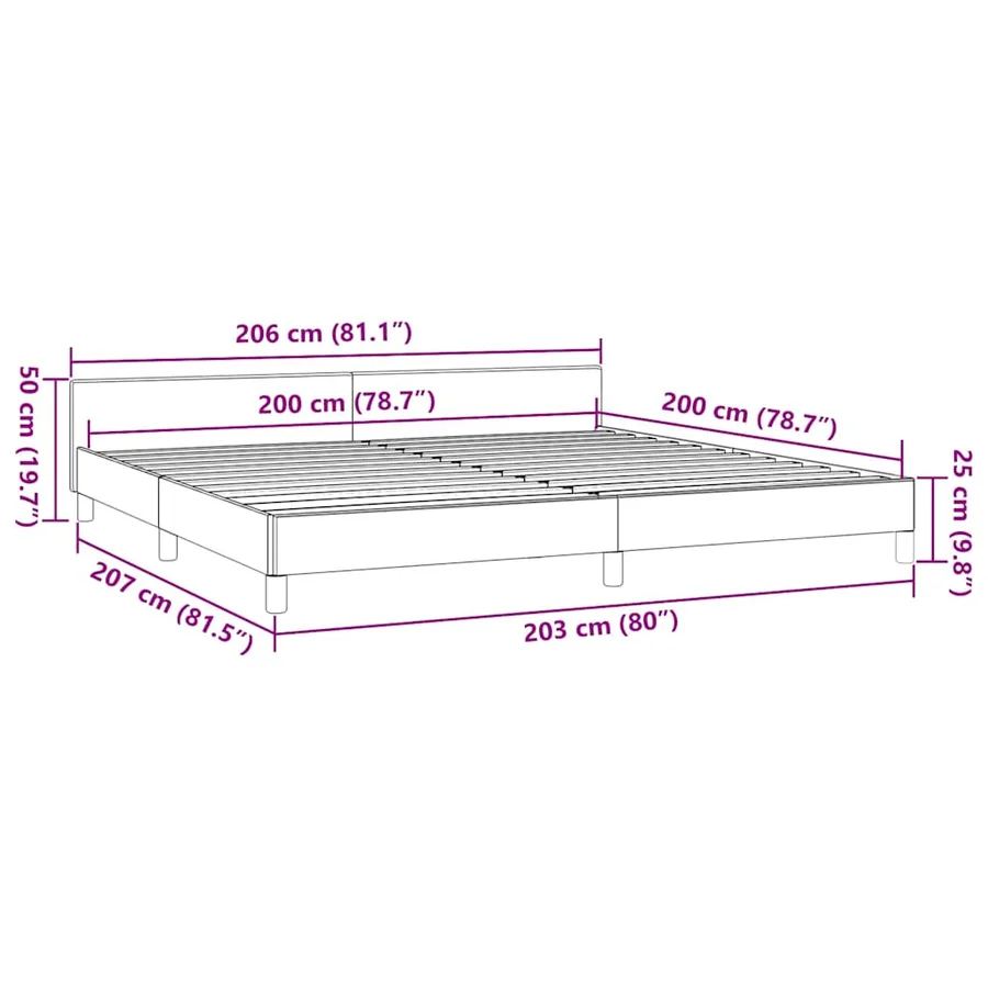 Cadre de lit avec tête de lit sans matelas blanc 200x200 cm - 9