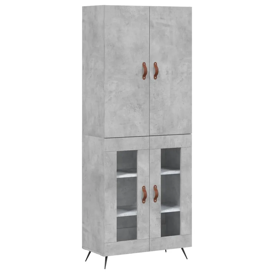 Buffet haut Gris béton 69,5x34x180 cm Bois d'ingénierie - 2