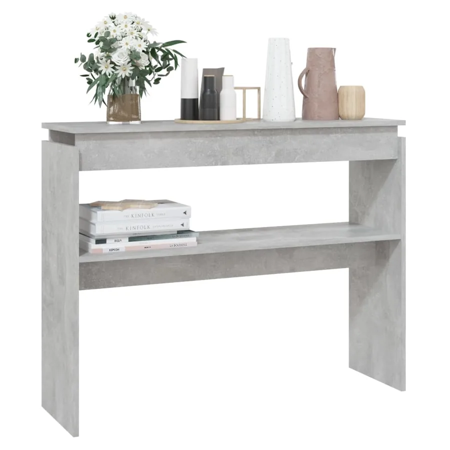 Table console gris béton 102x30x80 cm bois d'ingénierie - 5