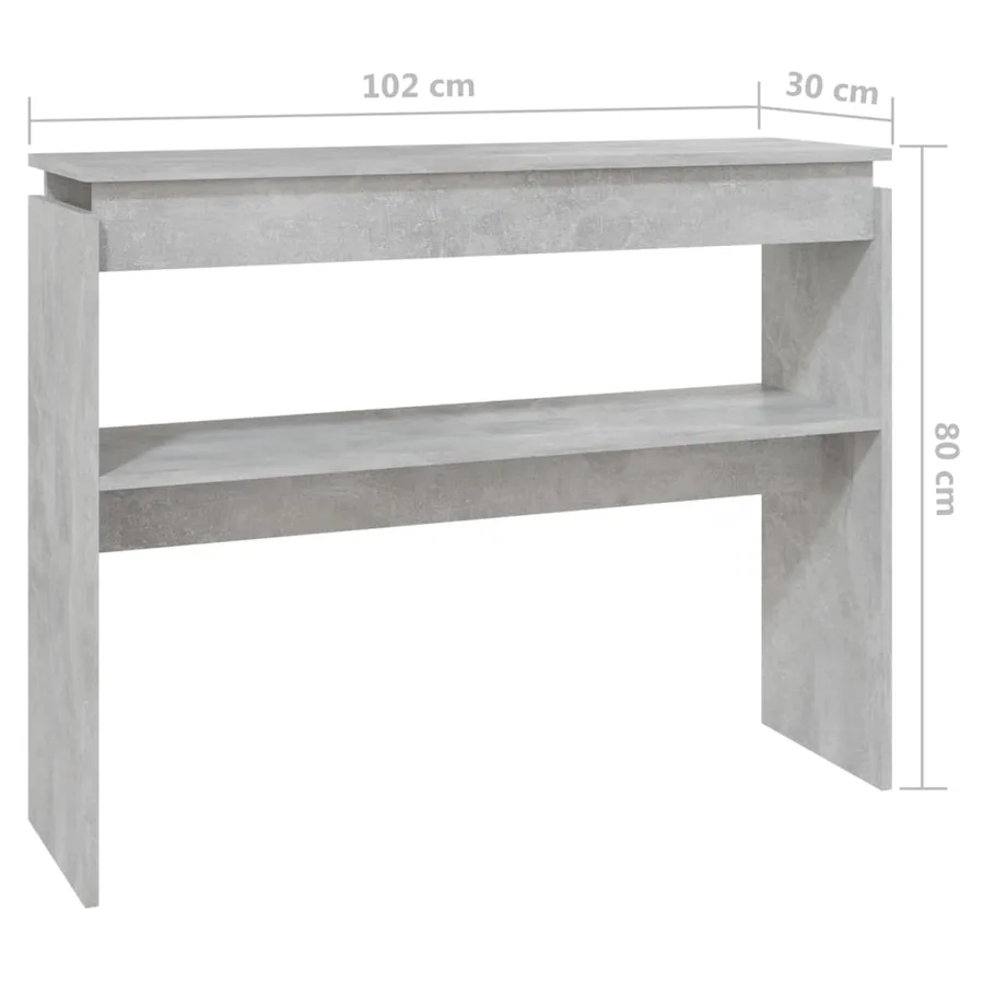 Table console gris béton 102x30x80 cm bois d'ingénierie - 6