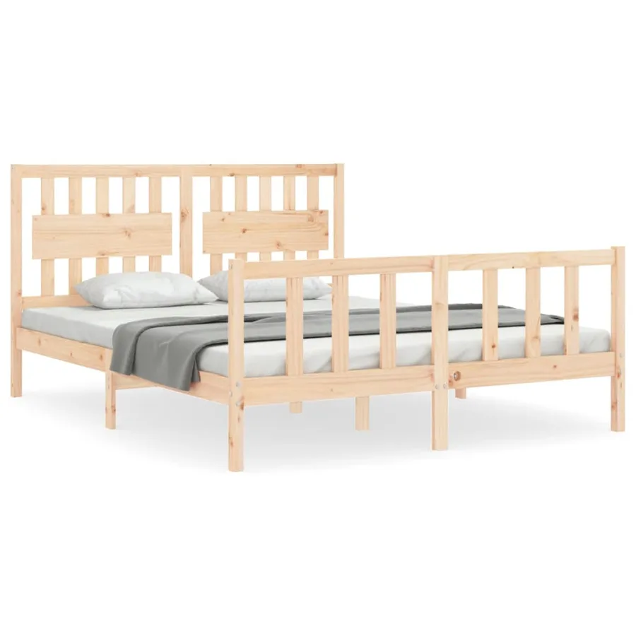 Cadre de lit sans matelas 160x200 cm bois massif de pin - 2