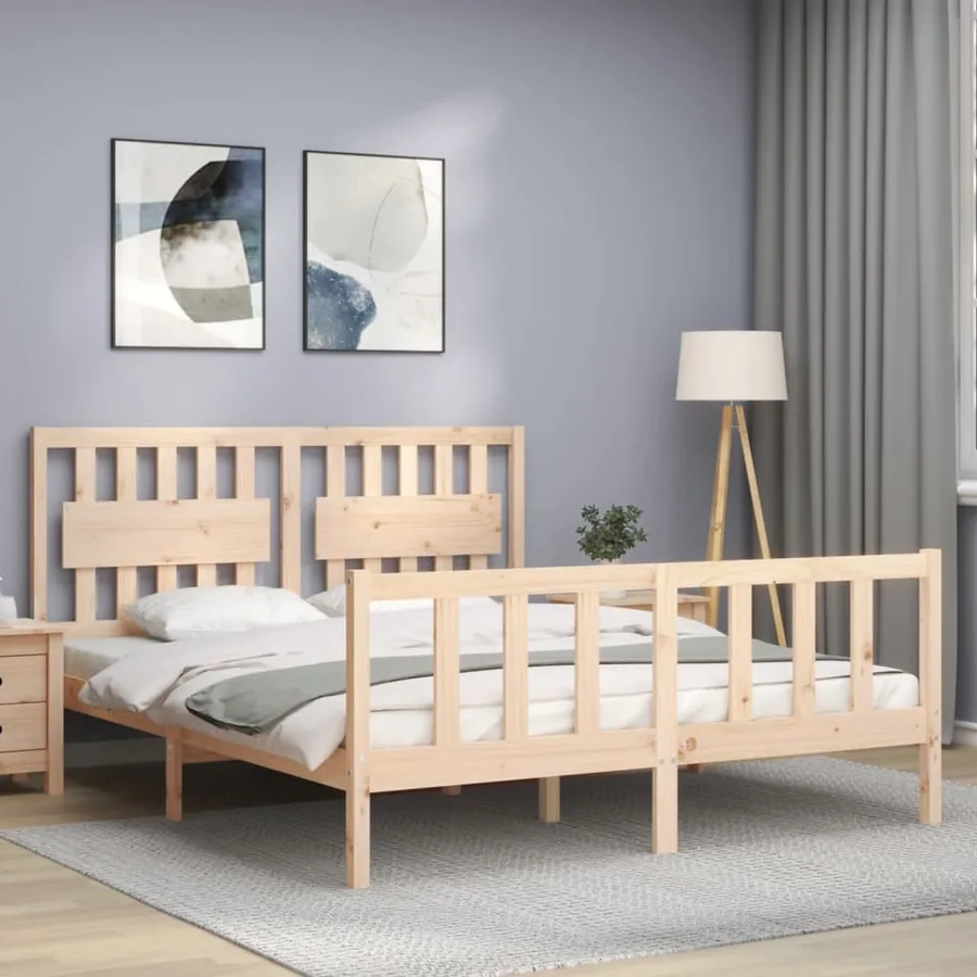 Cadre de lit sans matelas 160x200 cm bois massif de pin - 3