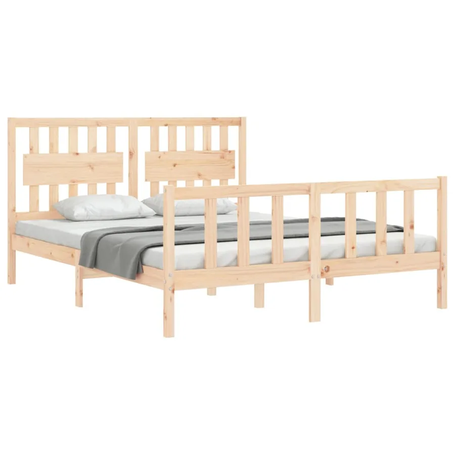 Cadre de lit sans matelas 160x200 cm bois massif de pin - 4