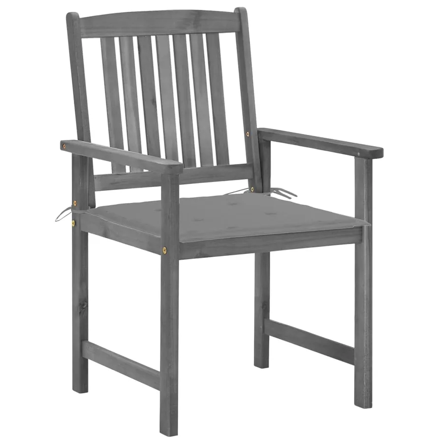 Chaises de jardin et coussins lot de 4 Gris Bois acacia massif - 3