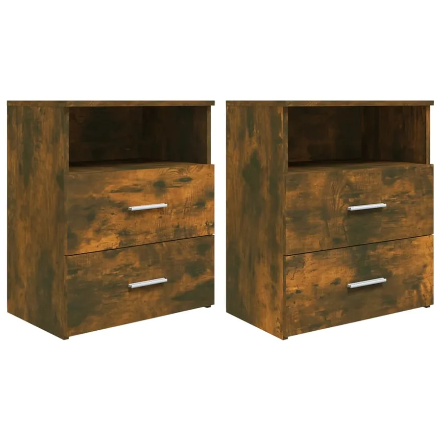 Tables de chevet 2 pcs Chêne fumé 50x32x60 cm - 2