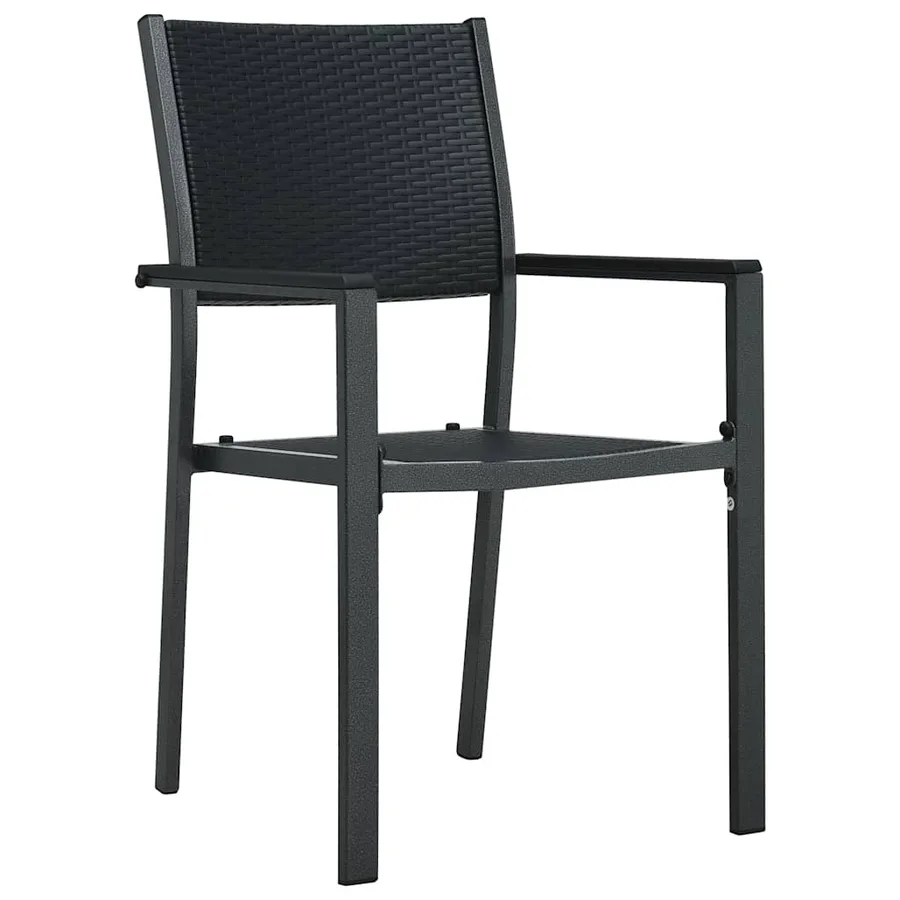 Chaises de jardin lot de 2 Noir Plastique Aspect de rotin - 2