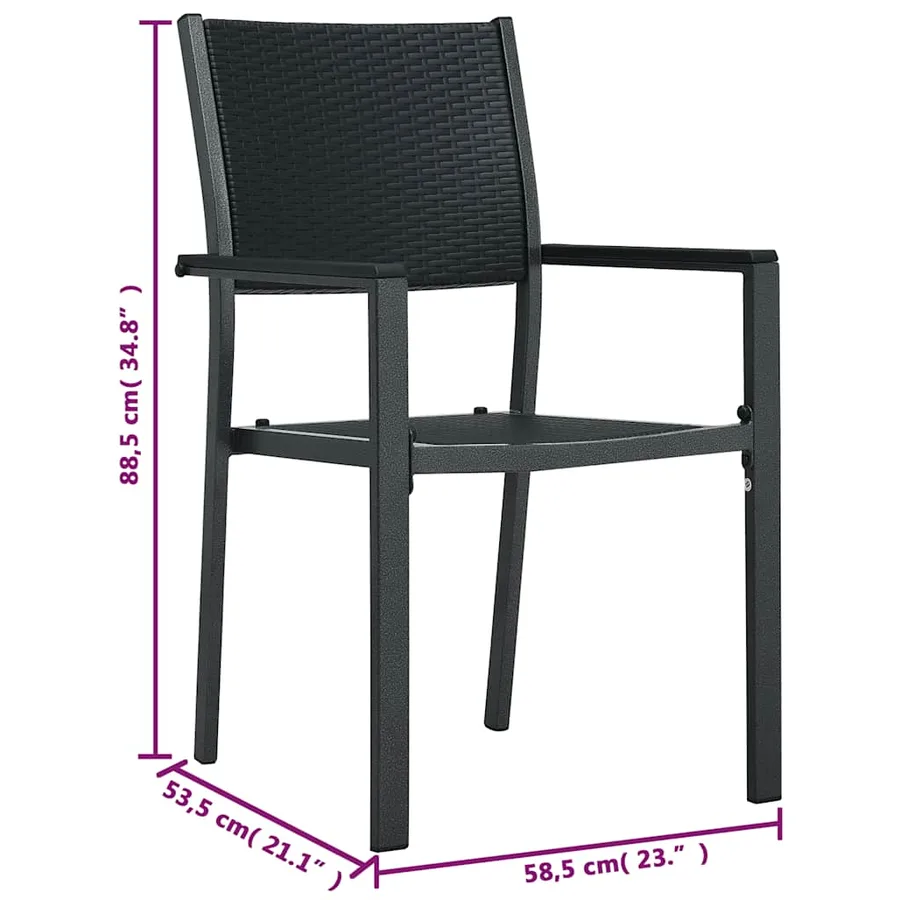 Chaises de jardin lot de 2 Noir Plastique Aspect de rotin - 9