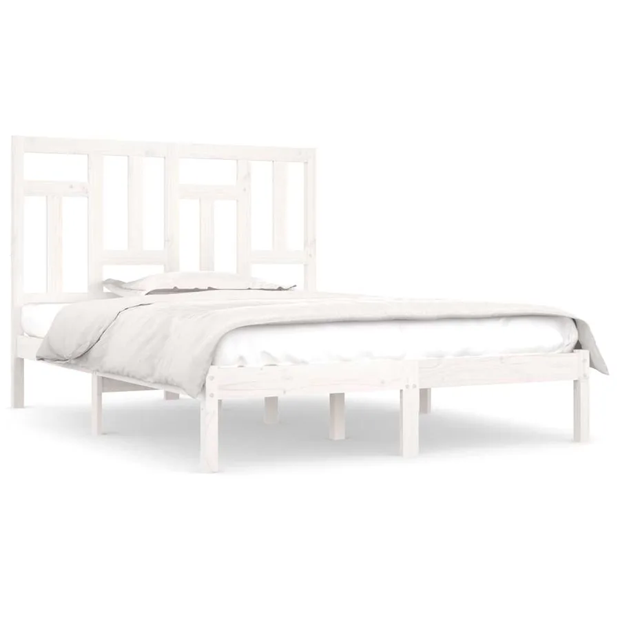 Cadre de lit sans matelas blanc 140x200 cm bois de pin massif - 2