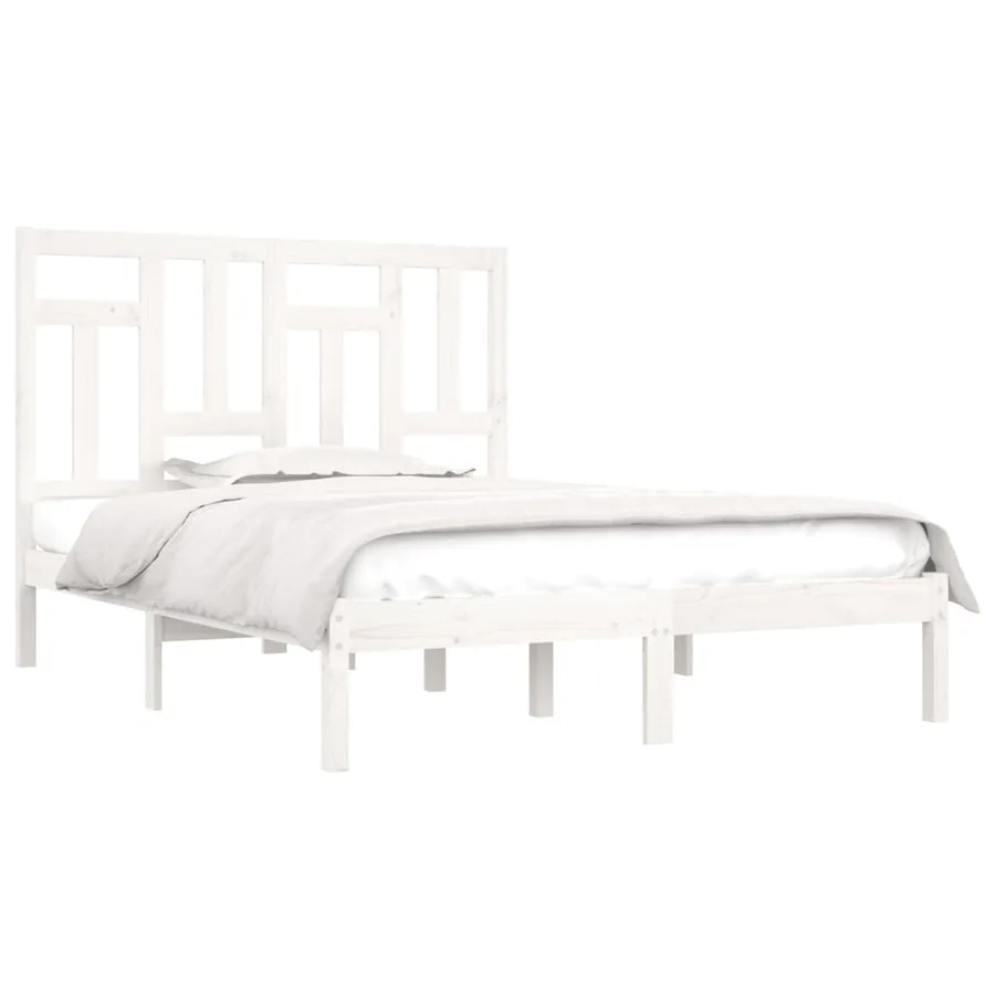 Cadre de lit sans matelas blanc 140x200 cm bois de pin massif - 3