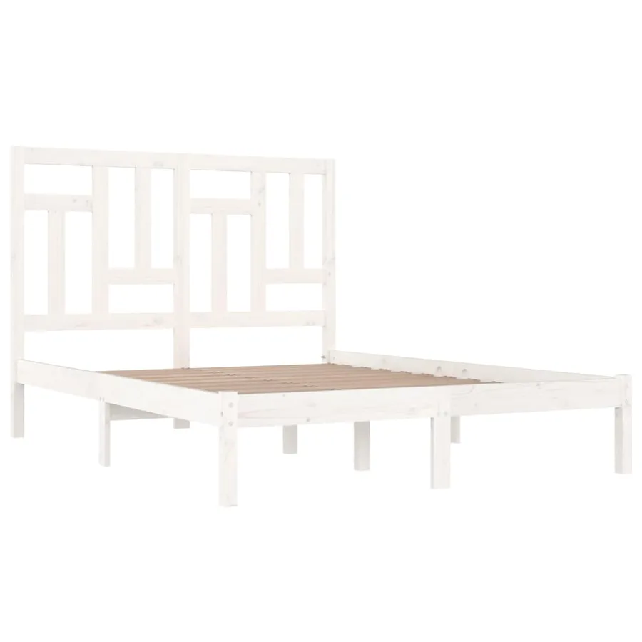 Cadre de lit sans matelas blanc 140x200 cm bois de pin massif - 4