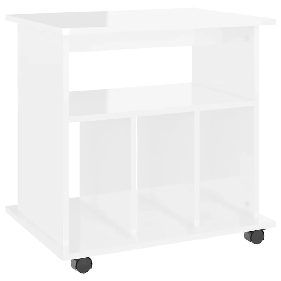 Armoire à roulettes Blanc brillant 60x45x60cm Bois d’ingénierie - 2
