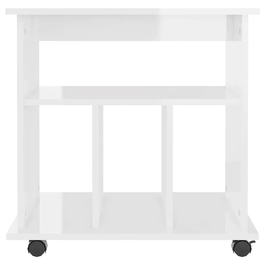Armoire à roulettes Blanc brillant 60x45x60cm Bois d’ingénierie - 4