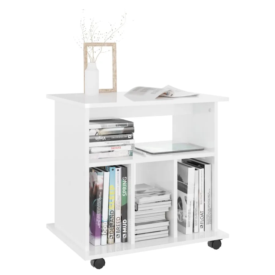 Armoire à roulettes Blanc brillant 60x45x60cm Bois d’ingénierie - 6
