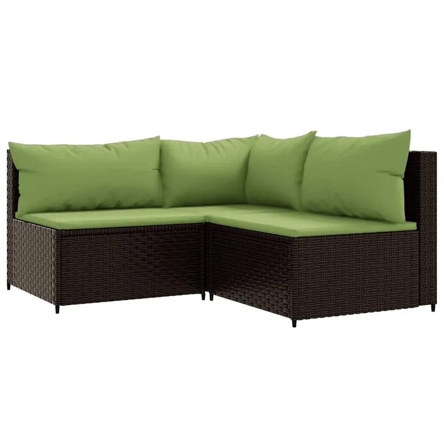 Salon de jardin 4 pcs avec coussins Marron Résine tressée - 3