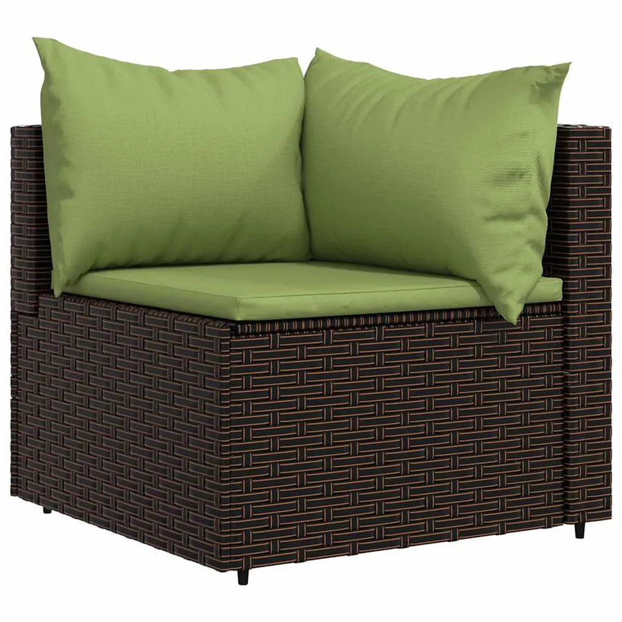 Salon de jardin 4 pcs avec coussins Marron Résine tressée - 4