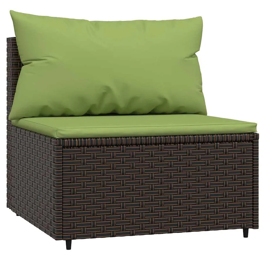 Salon de jardin 4 pcs avec coussins Marron Résine tressée - 5