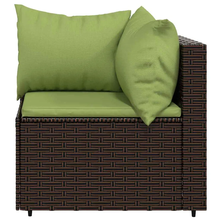 Salon de jardin 4 pcs avec coussins Marron Résine tressée - 9