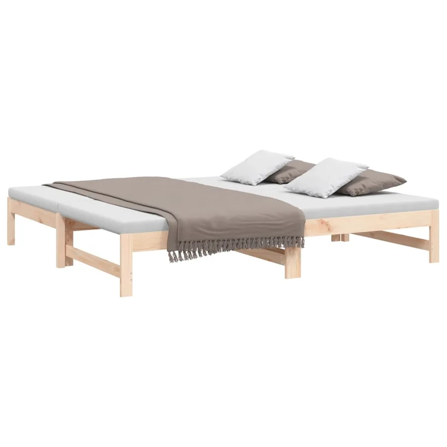 Lit coulissant sans matelas 2x(90x190) cm Bois de pin massif - 3