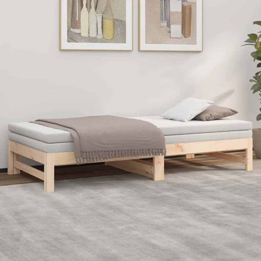 Lit coulissant sans matelas 2x(90x190) cm Bois de pin massif - 4