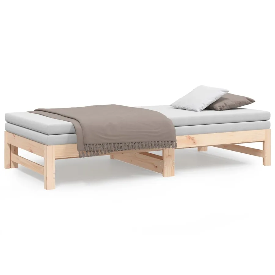 Lit coulissant sans matelas 2x(90x190) cm Bois de pin massif - 5