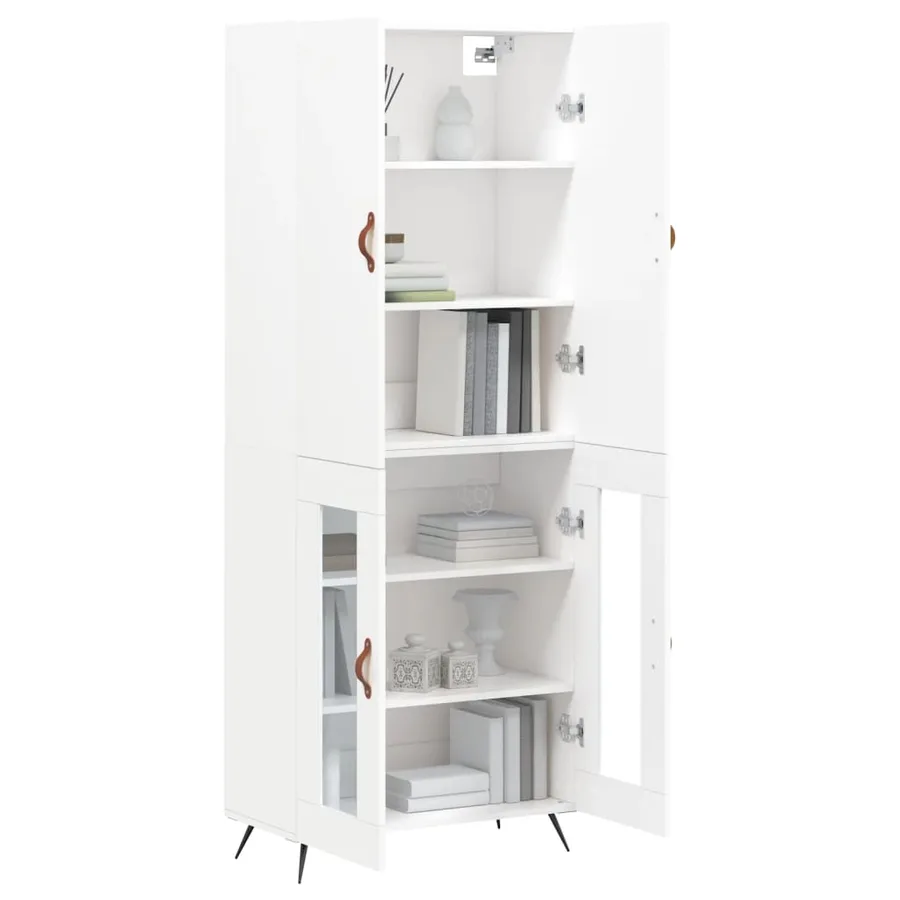 Buffet haut Blanc 69,5x34x180 cm Bois d'ingénierie - 11