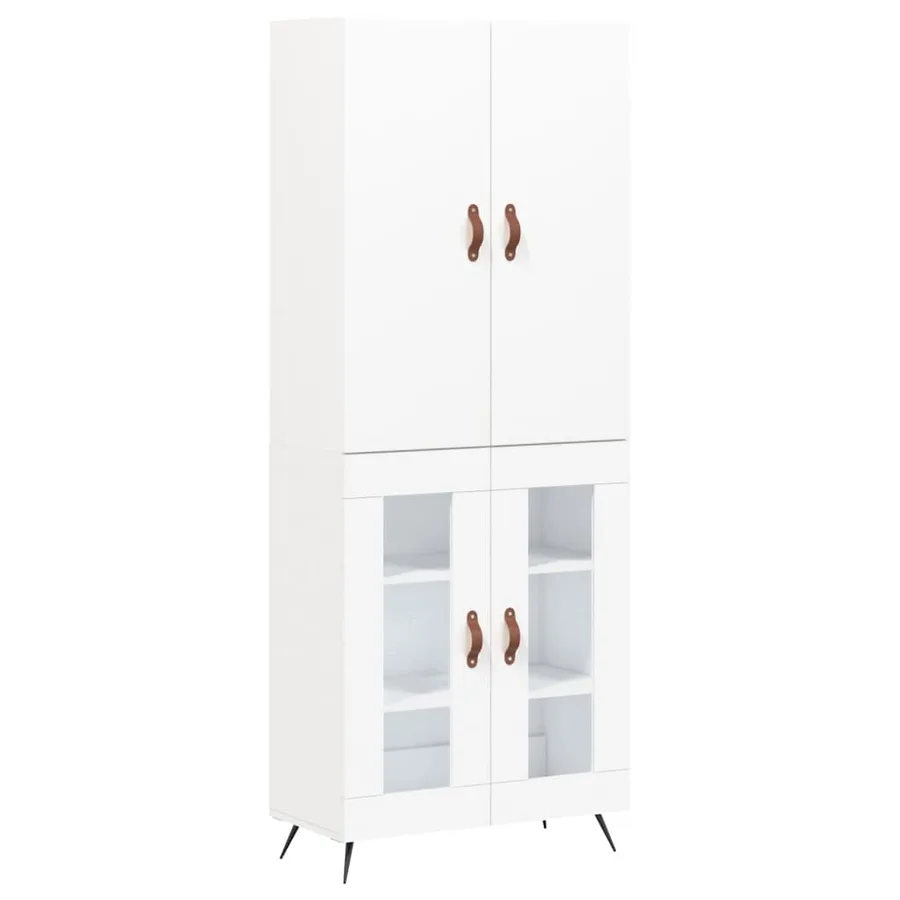 Buffet haut Blanc 69,5x34x180 cm Bois d'ingénierie - 2