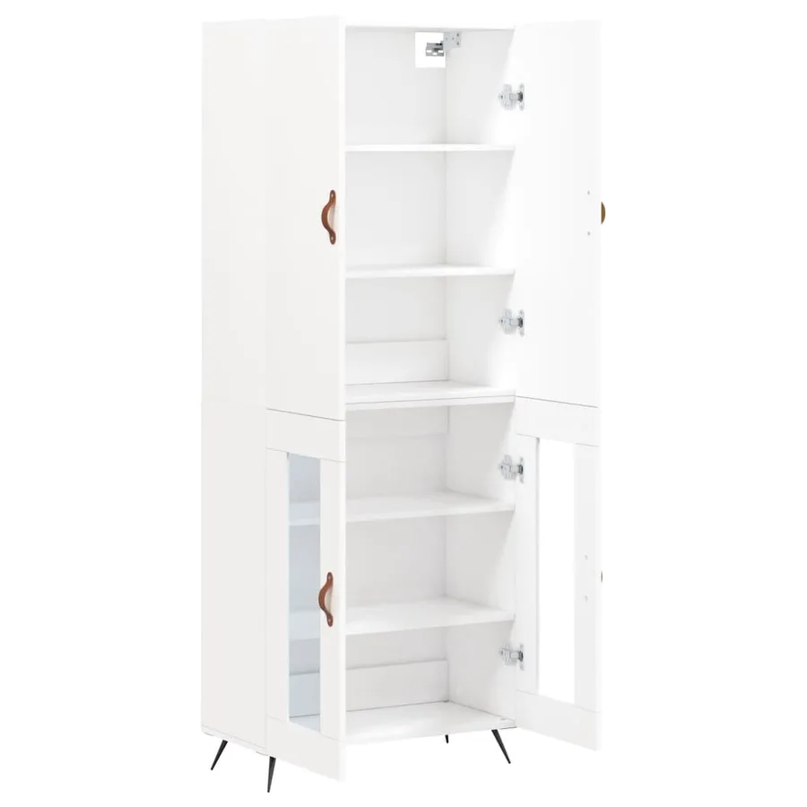Buffet haut Blanc 69,5x34x180 cm Bois d'ingénierie - 3