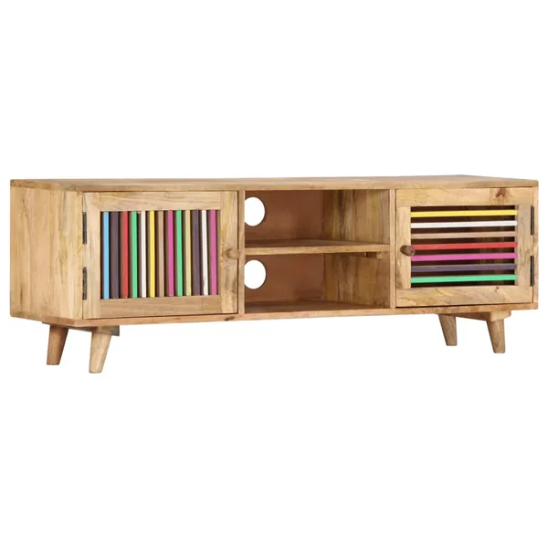 Meuble TV 120x30x40 cm Bois massif de manguier